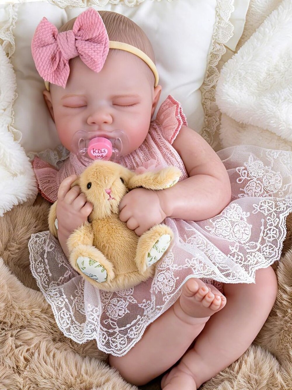 20 Inch Sleeping Reborn Baby Doll Girl Pink Dress Lifelike Newborn